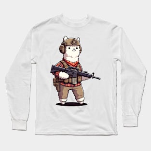 Tactical Alpaca Adventure Tee: Where Whimsy Meets Command Long Sleeve T-Shirt